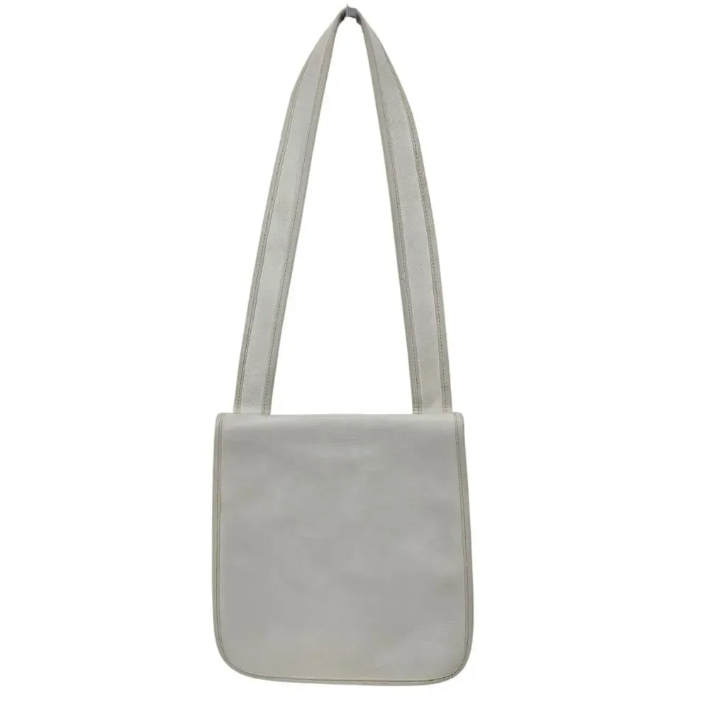 RARE Vintage 70s Bonnie Cashin For Meyers White Leather Flat Body Shoulder Bag